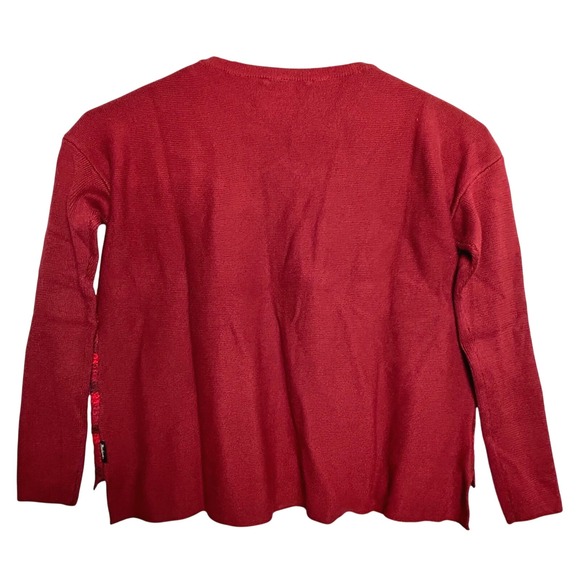 Woolrich‎ Women's Arcana Boat Neck Striped Sweater Boxy Relaxed Fit Red Medium - Picture 2 of 8